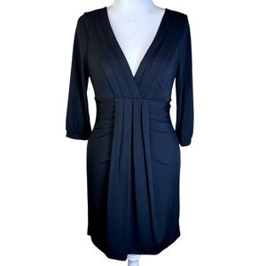 bcbg blue long sleeve dress Long Sleeve Belted Crepe Sheath Dress In Blue